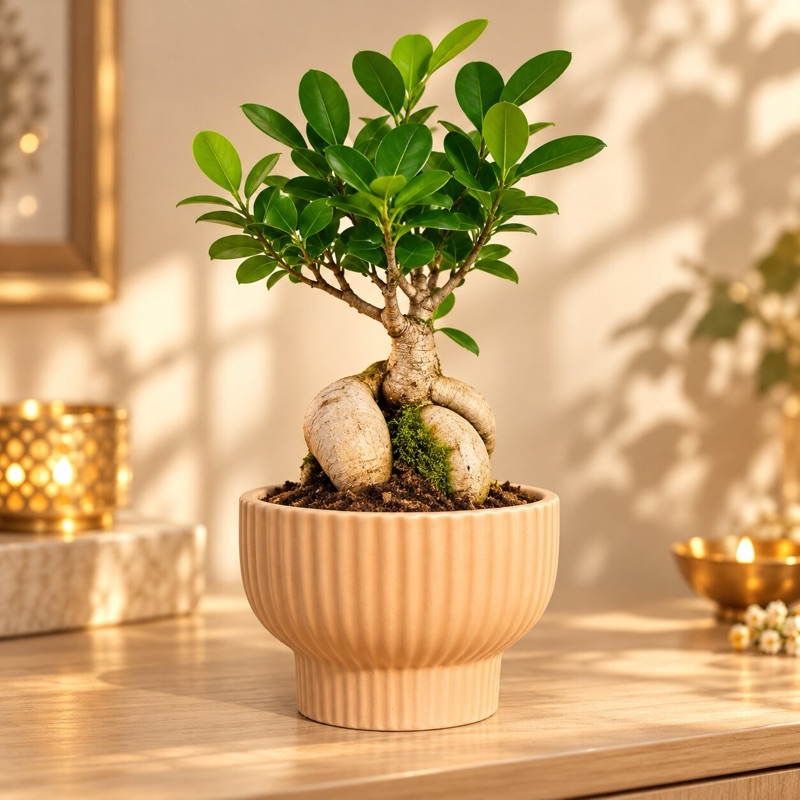 Chandan: grafted Ficus bonsai, Diwali limited-edition pot