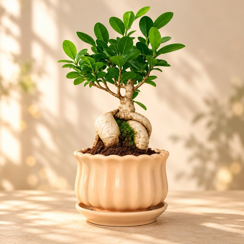 Kamal: grafted Ficus bonsai, Diwali limited-edition pot
