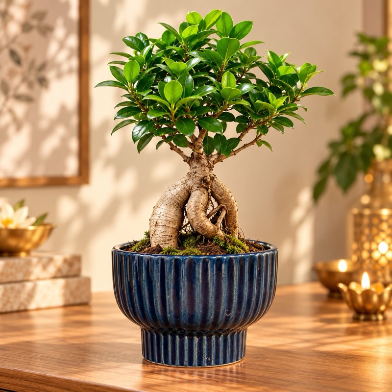 Neelam: grafted Ficus bonsai, Diwali limited-edition pot