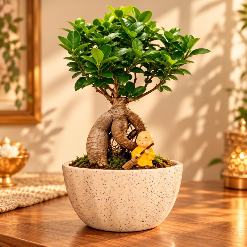 Phuljhadi: grafted Ficus bonsai, Diwali limited-edition pot
